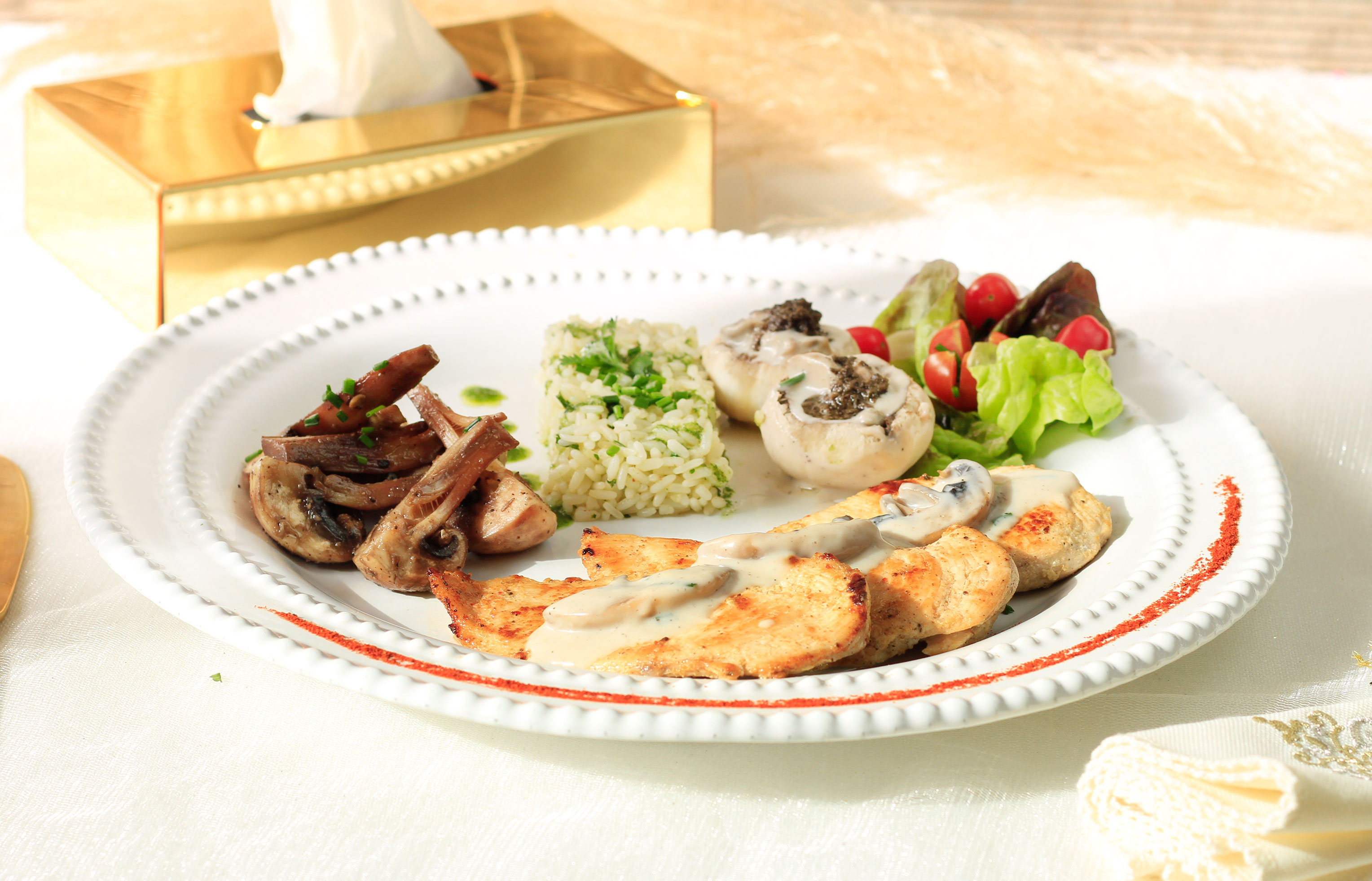 Escalope de poulet crème champignon truffé (2 pers )