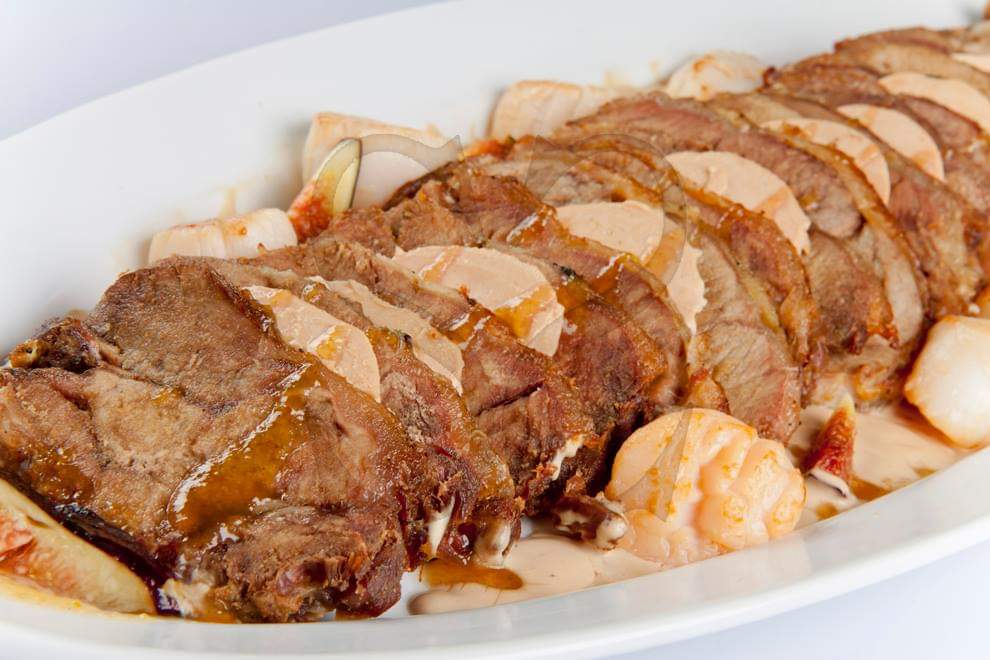 Mignon de veau au foie gras légumes verts